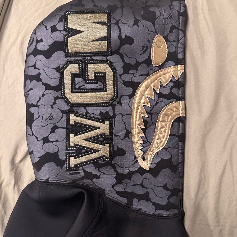 Bape x Travis Scott DSM 2015 Neoprene Black and Gold Zip Up Hoodie size XXL Used - Picture 9 of 16